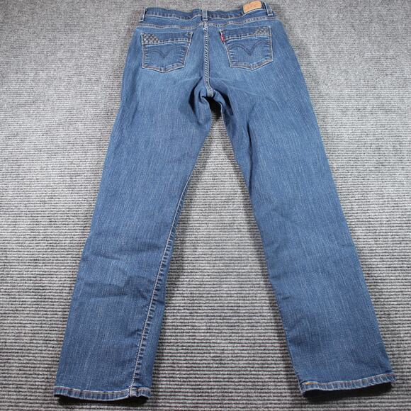 Levi’s 512 Jeans Womens 12 Blue Straight Leg Mid Rise Stretch Studded - Picture 7 of 10